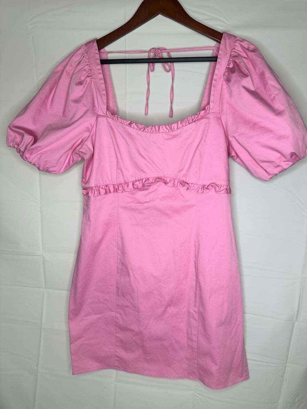 Topshop Women's Puff Sleeve Pink Mini Dress Size 10 Read
